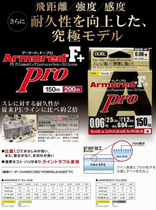 他の写真1: DUEL デュエル ヨーヅリ アーマード F+ Pro 0.6号 12lb 150m GY ゴールデンイエロー H4082