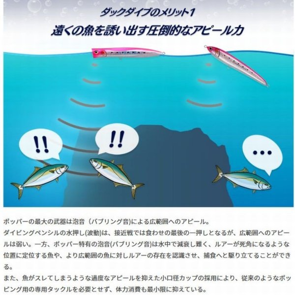 画像5: (30%引) マリア ダックダイブ F 190 60g ヒラマサ 青物 大物 海外向き ソルトルアー スリムポッパー ヤマリア ヤマシタ YAMARIA YAMASHITA