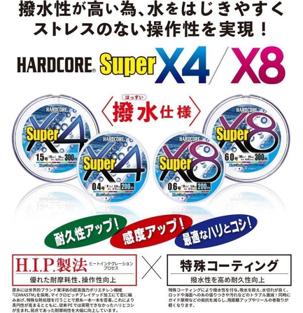 画像2: DUEL ハードコア スーパーx8 5色分け 300m巻 0.6号0.8号1号1.2号1.5号2号2.5号3号4号5号6号8号 デュエル 日本製 国産8本組PEライン