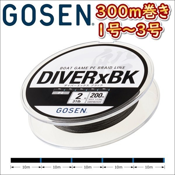 画像1: ゴーセン PEダイバーx BK 1号 1.5号 2号 2.5号 3号 300m ダイバーエックス ブラック 日本製 国産PEライン