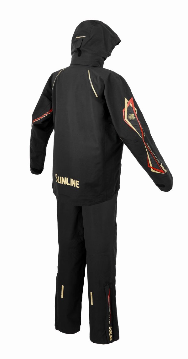 画像6: (28%引) サンライン オールウェザースーツ S M L LL ブラック SUW-25901 フィッシング 防水透湿素材 DiAPLEX ウエア 磯釣り 鮎 船 ルアー 釣具