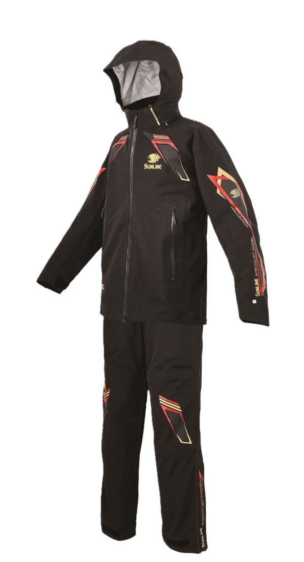 画像5: (28%引) サンライン オールウェザースーツ S M L LL ブラック SUW-25901 フィッシング 防水透湿素材 DiAPLEX ウエア 磯釣り 鮎 船 ルアー 釣具