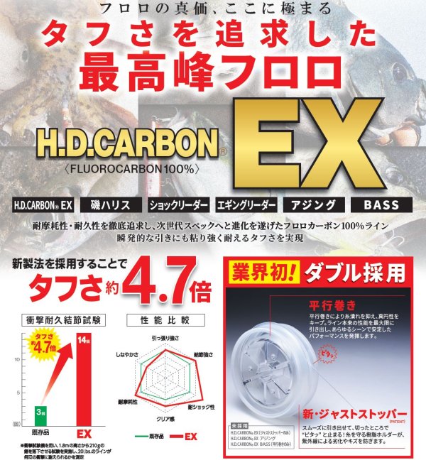 画像3: DUEL H.D.カーボン EX BASS 5号 20LB 150m HDカーボン EXバス H4746 デュエル 日本製 国産フロロカーボン ライン 釣り糸