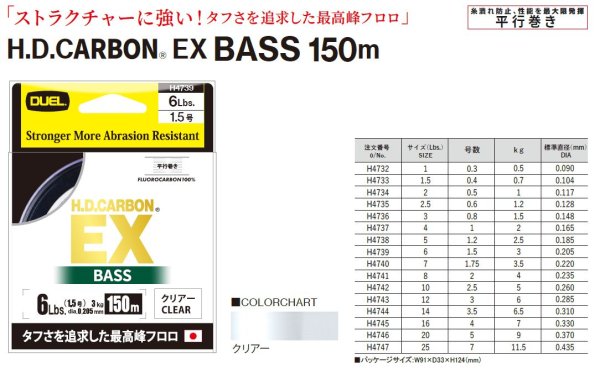 画像2: DUEL H.D.カーボン EX BASS 5号 20LB 150m HDカーボン EXバス H4746 デュエル 日本製 国産フロロカーボン ライン 釣り糸