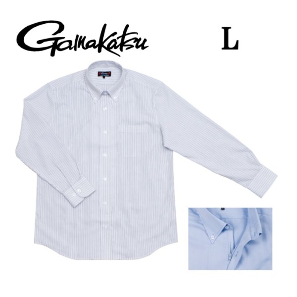 画像1: 60%OFF (特価 セール) がまかつ ファスナーシャツ GM3285 (L) ホワイト/ ストライプ 釣り具 フィッシング ウエア 磯釣り 鮎 船 ルアー