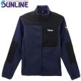画像3: (28%引) サンライン クラシカルフリースジャケット SUW-15605 M L LL 3L ブラック ネイビー フィッシング ジャンパー ウエア 磯釣り 船 ルアー 釣具 (2026年新製品 10月発売予約) (3)
