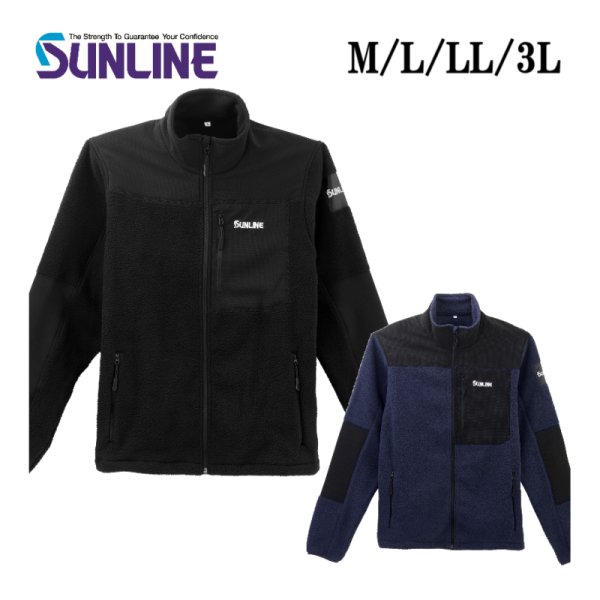画像1: (28%引) サンライン クラシカルフリースジャケット SUW-15605 M L LL 3L ブラック ネイビー フィッシング ジャンパー ウエア 磯釣り 船 ルアー 釣具 (2026年新製品 10月発売予約)