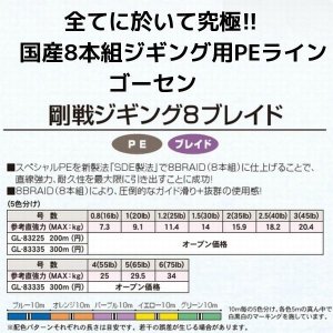 画像3: ゴーセン 剛戦ジギング 8ブレイド(8本組)200m 3号 45LB (3)