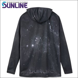 画像2: (28%引) サンライン 驚愕フリーズ ロング フーディー S M L LL 虫除け加工 ブラック 黒 ステータス フィッシング ウエア SUW-18010LH (2)