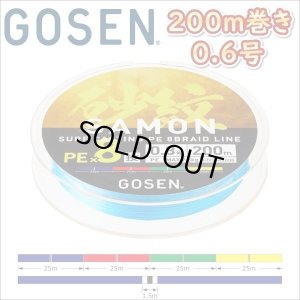 画像1: ゴーセン 砂紋 PE×8 0.6号 200m巻き 4色分け サモン x8ブレイド 投げ用 日本製 国産 8本組PEライン (1)