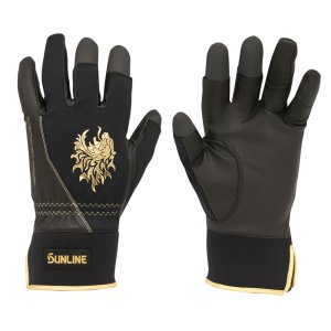 画像2: (28%引) サンライン M L LL 3L スペシャリスト防風グローブ 3本切り SUG-239 獅子ゴールド フィッシング 手袋 ウエア 磯釣り 鮎 船 ルアー 釣具 (2)