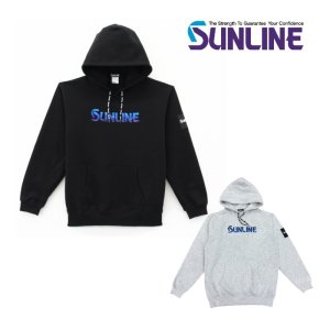 画像1: (28%引) サンライン ブラッシュドプルオーバーパーカー M L LL ブラック アッシュ SUW-15508 フィッシング ウエア 磯釣り 鮎 船 ルアー 釣具 (2025年予約11月発売) (1)