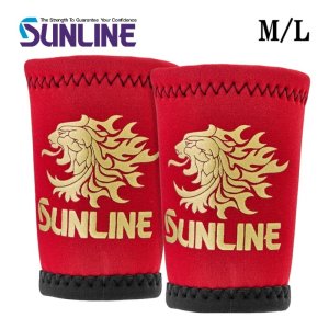 画像1: (28%引) サンライン リストバンド (獅子マーク) SUW-1104 レッド M L ステータス フィッシング 手袋 ウエア (2026年新製品予約3月発売) (1)