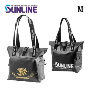 画像1: (28%引) サンライン ウォータープルーフトートバッグ M SFB-0724 ゴールド シルバー フィッシング バック カバン 磯釣り 鮎 船 ルアー 釣具 (2026年新製品予約4月発売) (1)