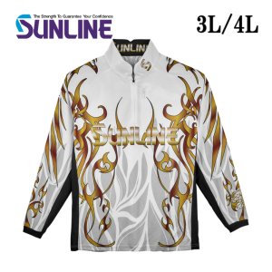 画像1: (28%引) サンライン PRO DRY プロドライ ロングシャツ SUW-04601CW ホワイト 3L 4L フィッシングウエア 磯釣り 鮎 船 ルアー 釣り具 (2026年新製品予約5月発売) (1)