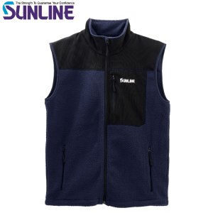画像3: (28%引) サンライン クラシカルフリースベスト SUW-15606 M L LL 3L ブラック ネイビー フィッシング ジャンパー ウエア 磯釣り 船 ルアー 釣具 (2026年新製品 10月発売予約) (3)