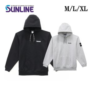 画像1: (28%引) サンライン ブラッシュドプルオーバーパーカー SUW-15608 M L LL ブラック アッシュ フィッシング ウエア 磯釣り 鮎 船 ルアー 釣具 (2026年新製品 10月発売予約) (1)